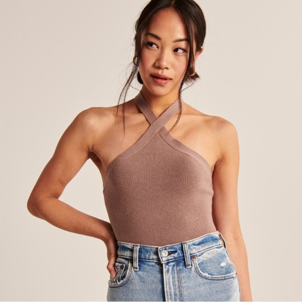 Abercrombie & Fitch | NWOT pinkish-mauve halter bodysuit. Perfect condition.